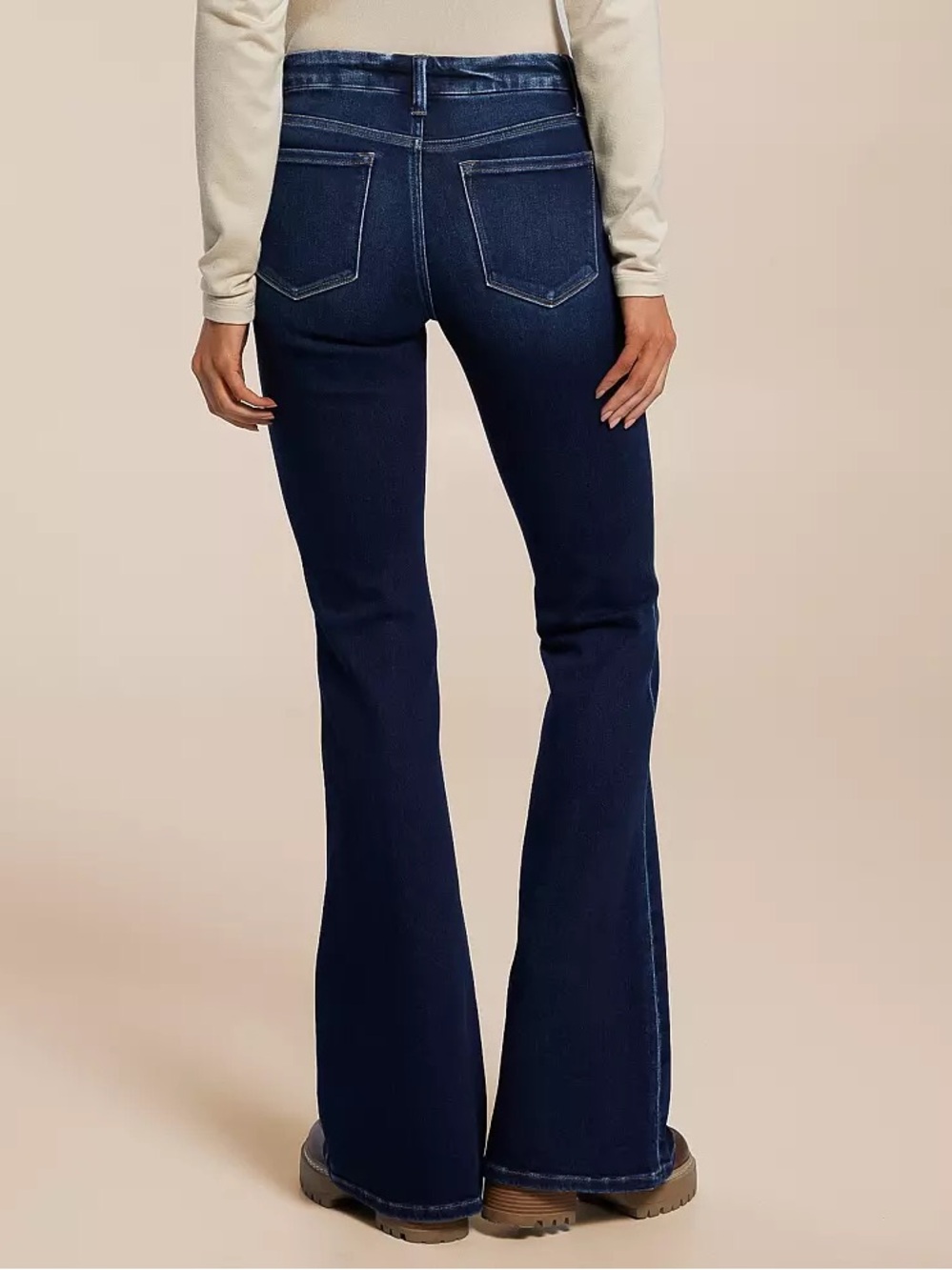 Flying Monkey Mid Rise Flare Stretch Jeans Adorable color dark indigo stretch 32 - Picture 3 of 13